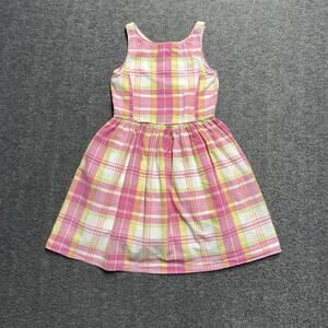 Polo Ralph Lauren Dress Girl's 6X Pink/Yellow Plaid Easter Spring Summer